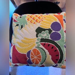 Vintage Needlepoint Pillow - assorted fruit